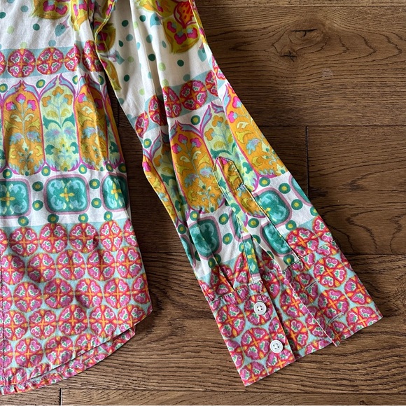 Lucky Brand 100% Cotton Button Down Shirt Bohemian Print Sz L - Picture 7 of 7